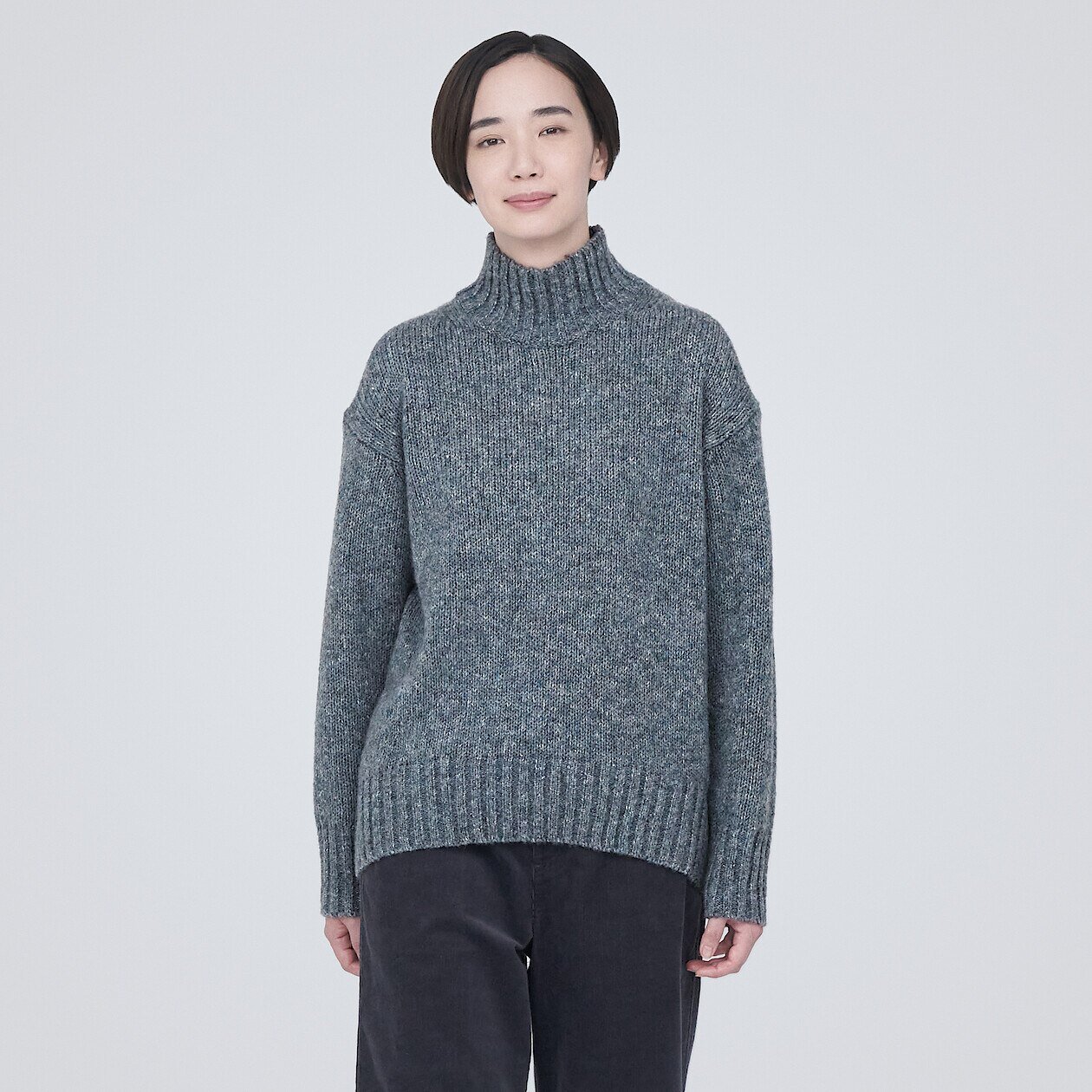 Shop Wool Yak Blend Nep Yarn High Neck Sweater Online Muji Kuwait