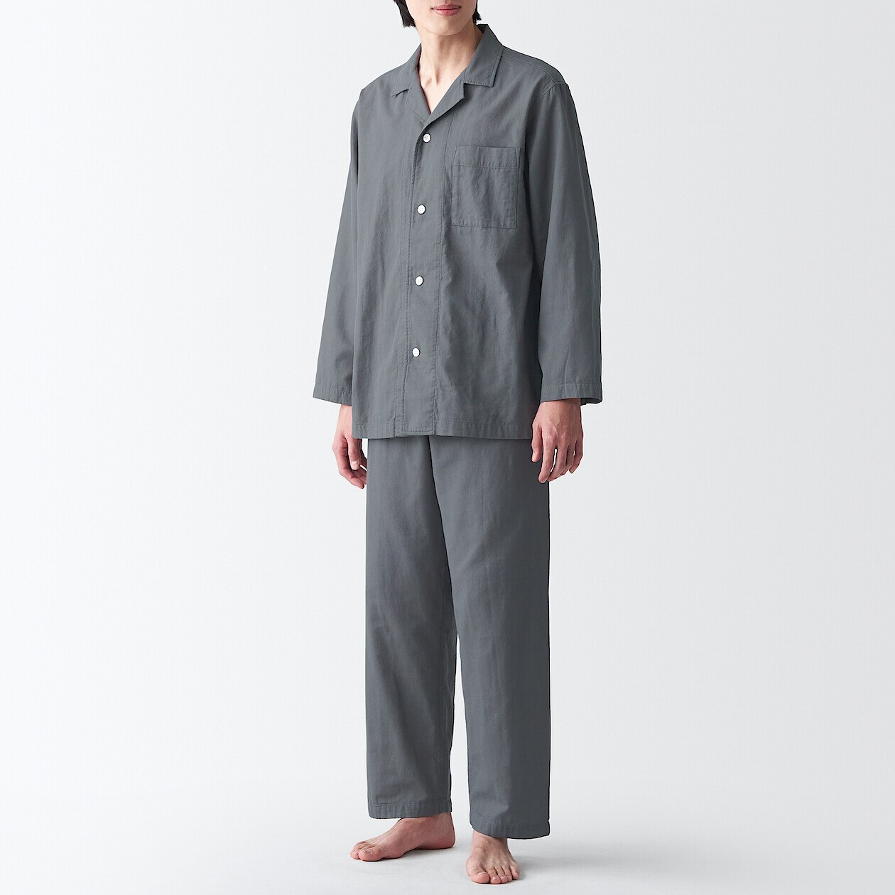 Shop Side Seamless Double Gauze Long Sleeves Pajamas online | Muji Kuwait