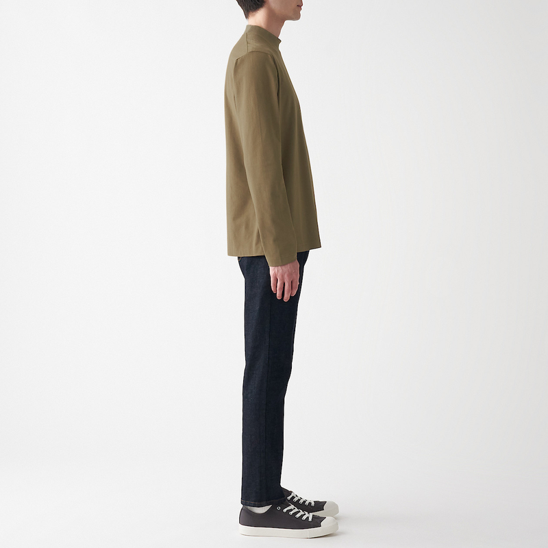 Shop Brushed Jersey Mock Neck Long Sleeve T-Shirt online