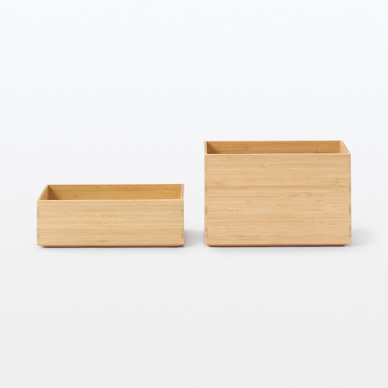 Shop Stackable Rectangular Bamboo Box Half , M , W 26 x D 18.5 x H